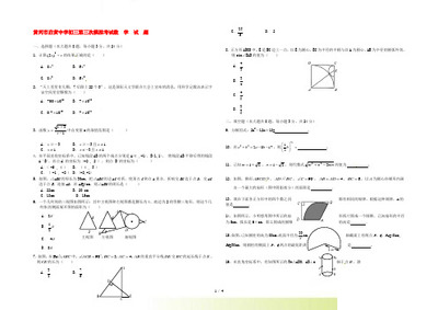 2014年湖北省黄冈市启黄中学中考第三次模拟考试数学试题附答案